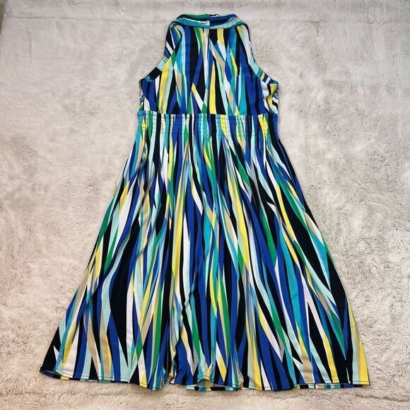 Calvin Klein Dress Blue Green Womens Size 6-8 Vneck Halter Summer Stretch - Picture 9 of 9
